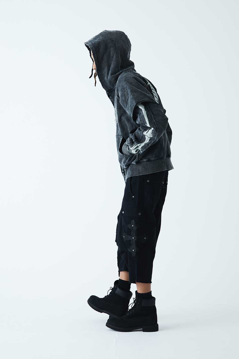 Fire Bones Layered Sleeve Zip Hoodie