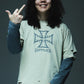 Dusty Iron Cross Layered Long Sleeve Tee