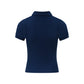 Rhinestone Leopard Logo Polo Shirt Women's Navy