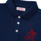 Rhinestone Leopard Logo Polo Shirt Women's Navy