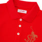 Rhinestone Leopard Logo Polo Shirt Women's Red