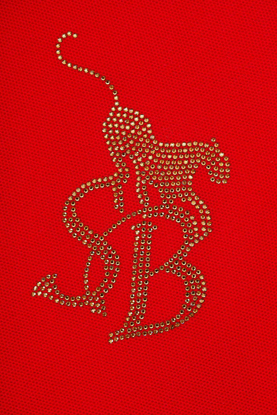 Rhinestone Leopard Logo Polo Shirt Women's Red