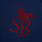 Rhinestone Leopard Logo Polo Shirt Women's Navy