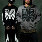 Fire Bones Leather Patch Zip Hoodie
