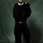Multiple Cross Leather Patch Baggy Denim