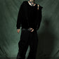 Multiple Cross Leather Patch Baggy Denim