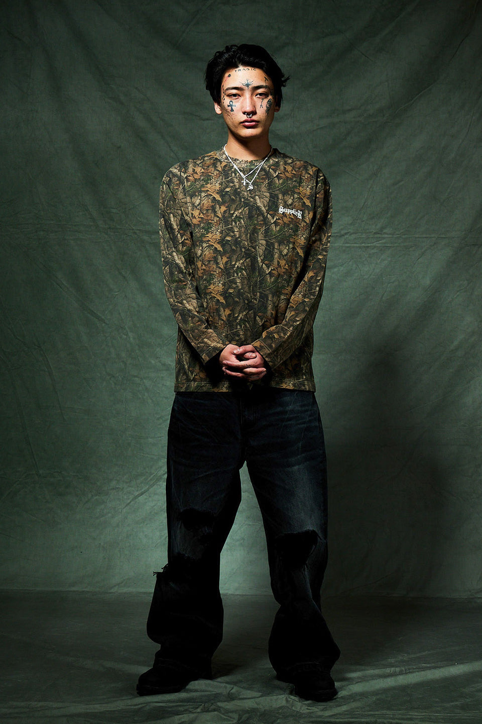 Cross Rhinestone Long Sleeve Tee