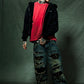 Spray Cross Rhinestone Zip Hoodie