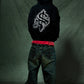 Spray Cross Rhinestone Zip Hoodie