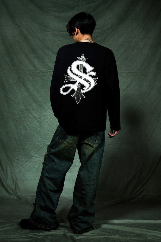 Cross Rhinestone Long Sleeve Tee