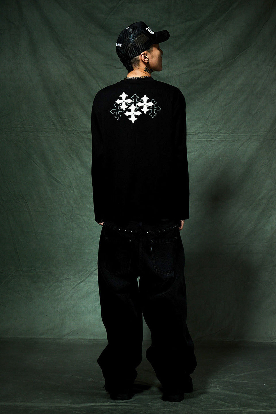 Multiple Cross Thermal Long Sleeve Tee