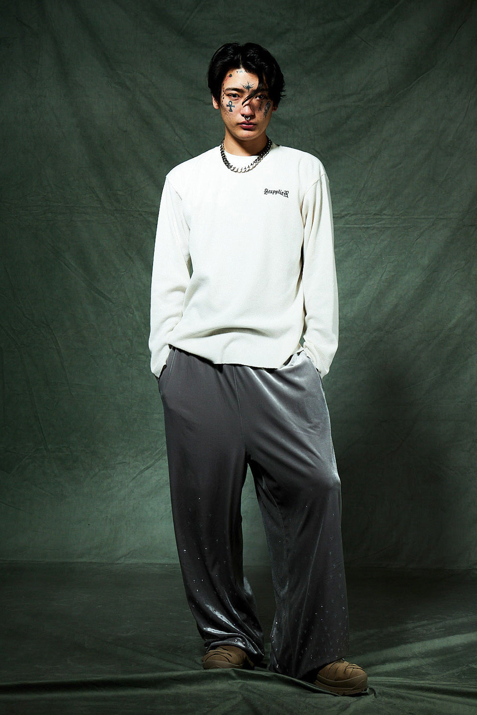 Multiple Cross Thermal Long Sleeve Tee