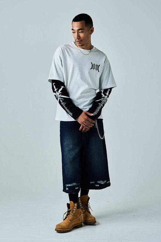 Cursive Rhinestone Layered Long Sleeve