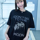 【I don't go to the moon】 Moon Rhinestone Tee - Oversize Fit