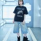 【I don't go to the moon】 Moon Rhinestone Tee - Oversize Fit
