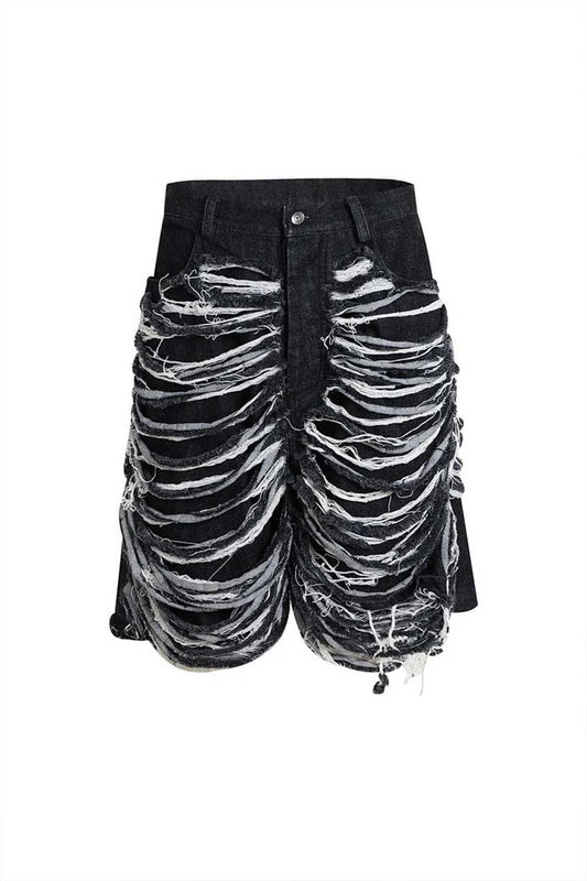 Heavily Distressed Denim Shorts