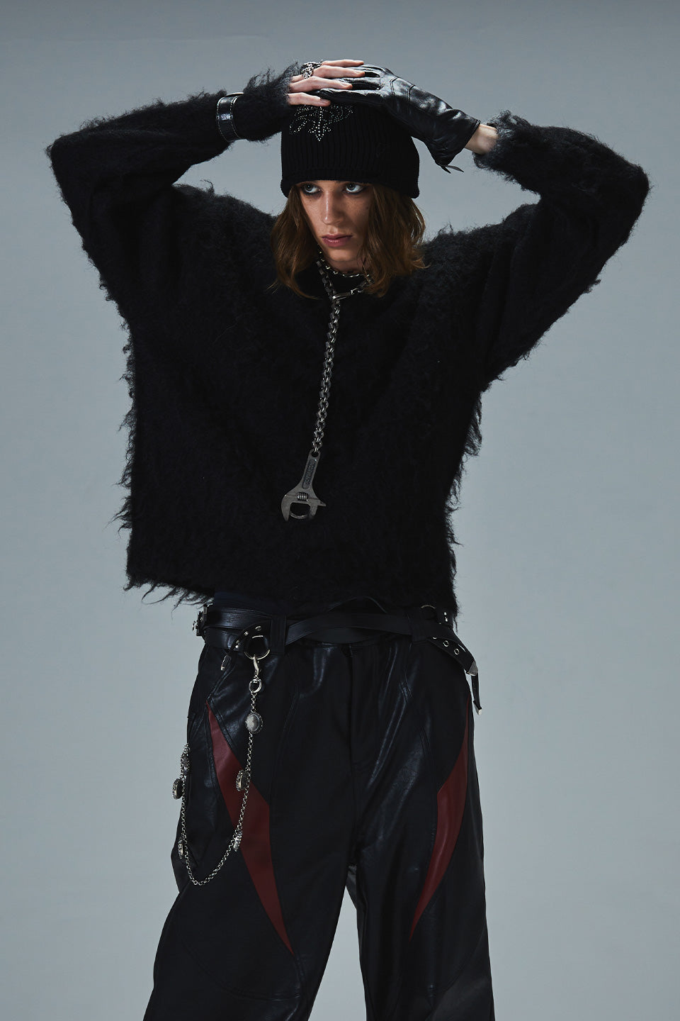 Tribal Cross Pierced Shaggy Knit