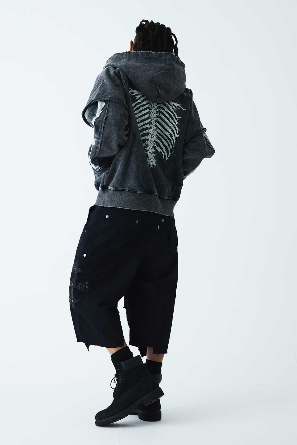 Fire Bones Layered Sleeve Zip Hoodie