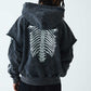 Fire Bones Layered Sleeve Zip Hoodie