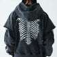 Fire Bones Layered Sleeve Zip Hoodie