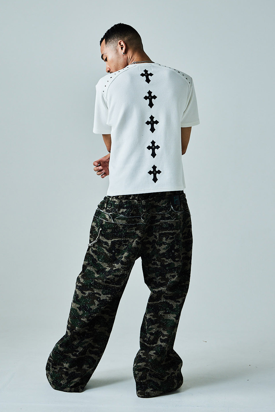 Needle-Punched Camo Wide Pants