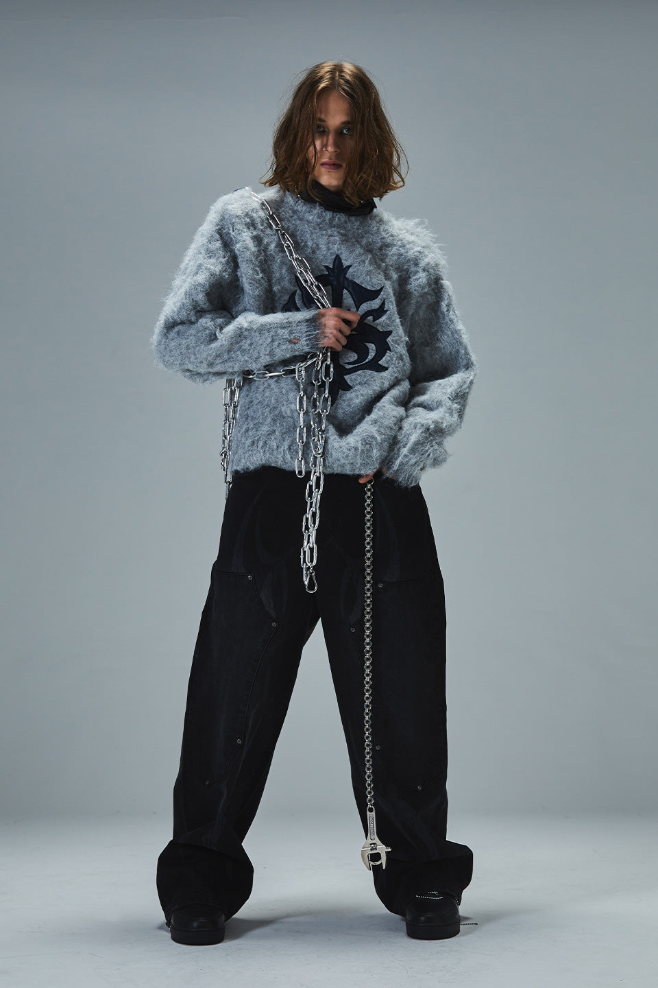 Tribal Cross Pierced Shaggy Knit｜SUPPLIER｜ニット