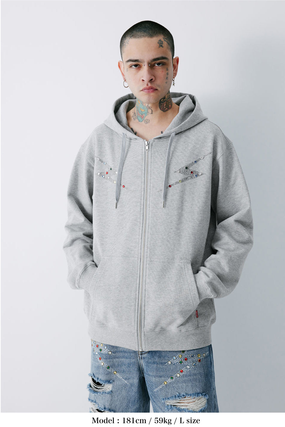 フーディ｜SUPPLIER (サプライヤー)｜Lightning Rhinestone Zip Hoodie 