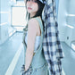【I don't go to the moon】 Rhinestone Check Shirt