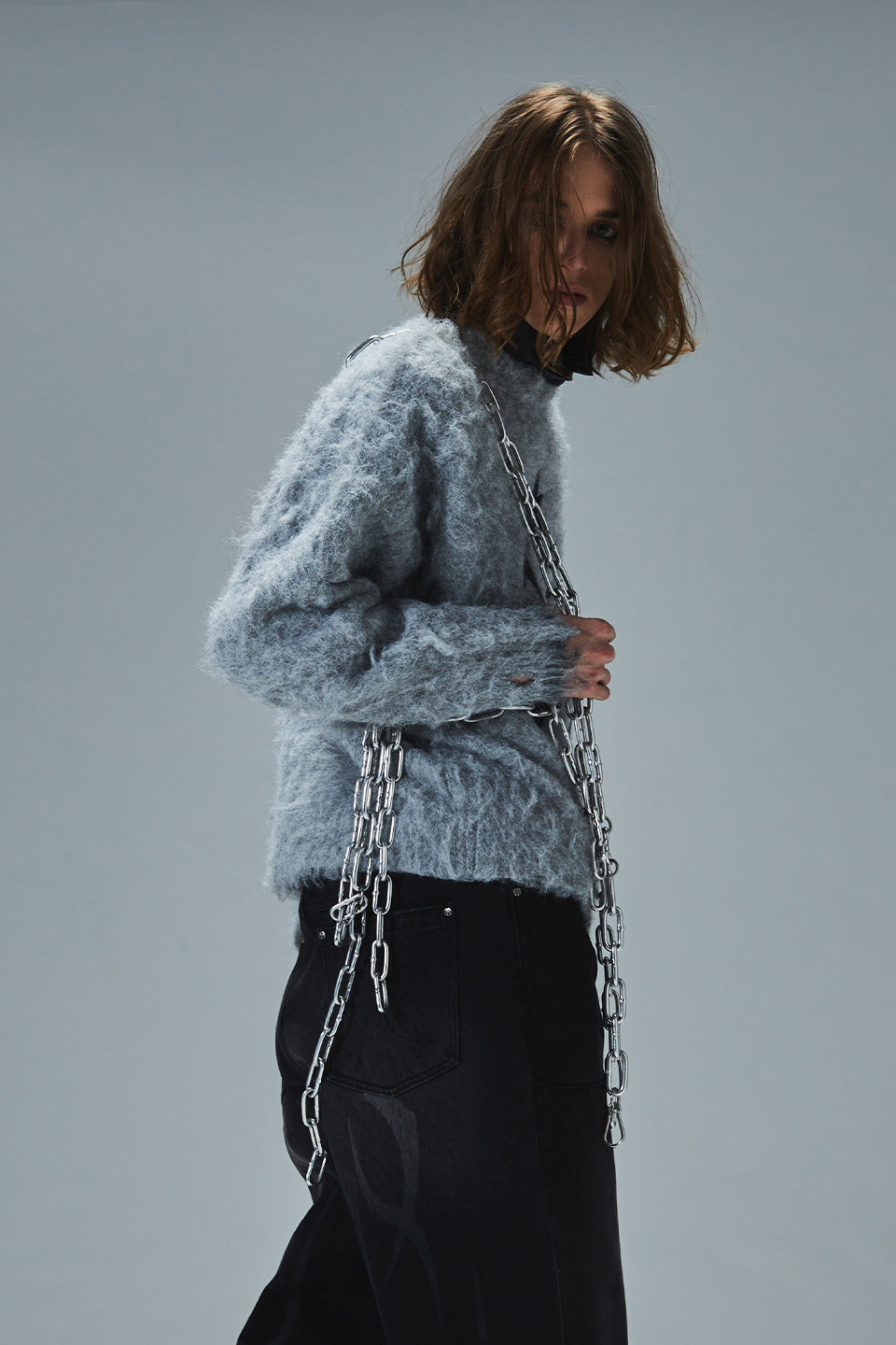 Tribal Cross Pierced Shaggy Knit