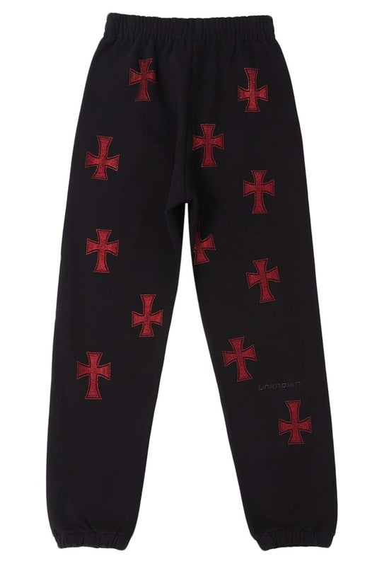 【予約商品】Black x Red Cross Rhinestone Jogger【10月下旬~11月上旬お届け】