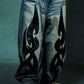 Studs Tribal Leather Patch Curve Denim