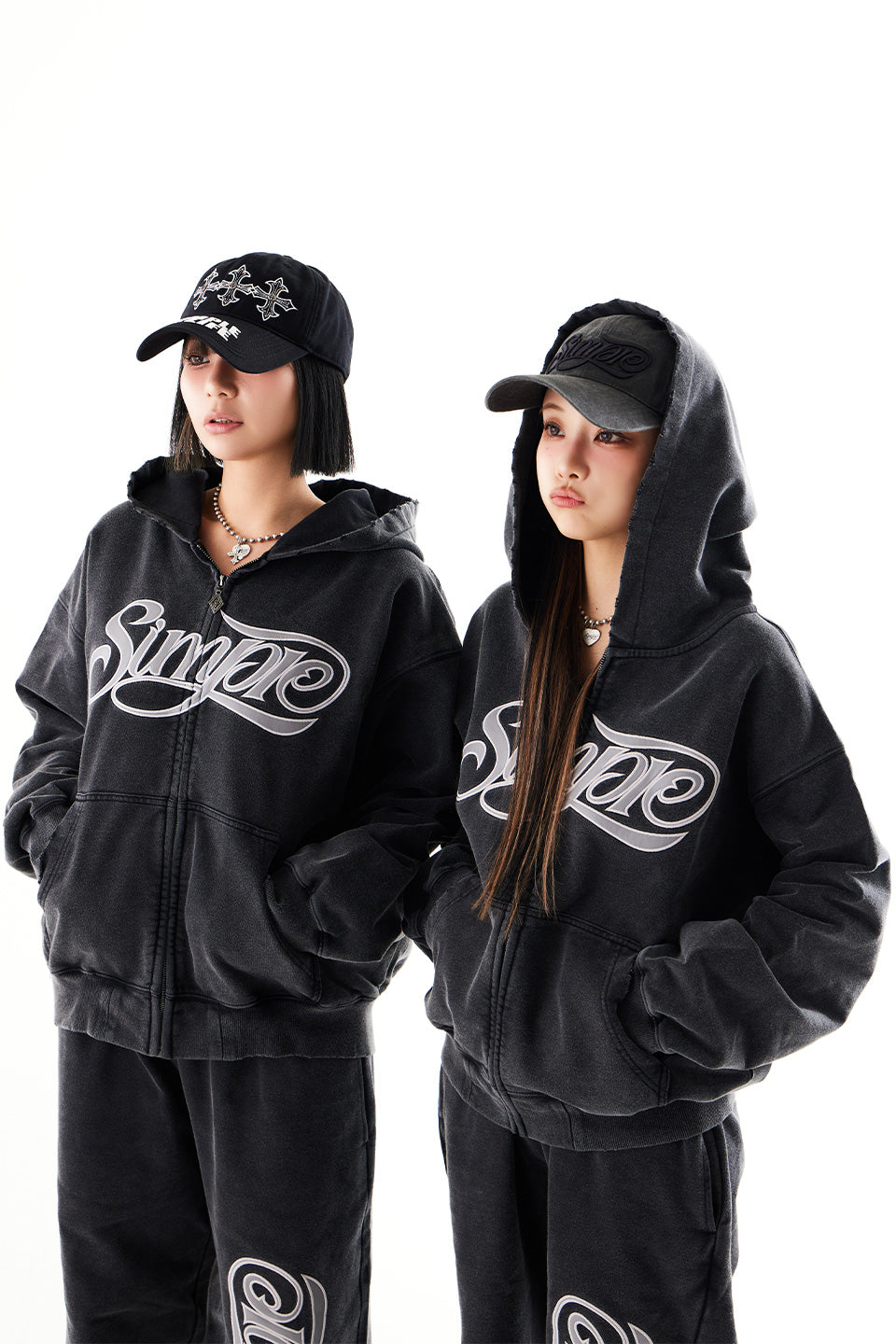 Simple Is Life Logo Full Zip Hoodie / Black