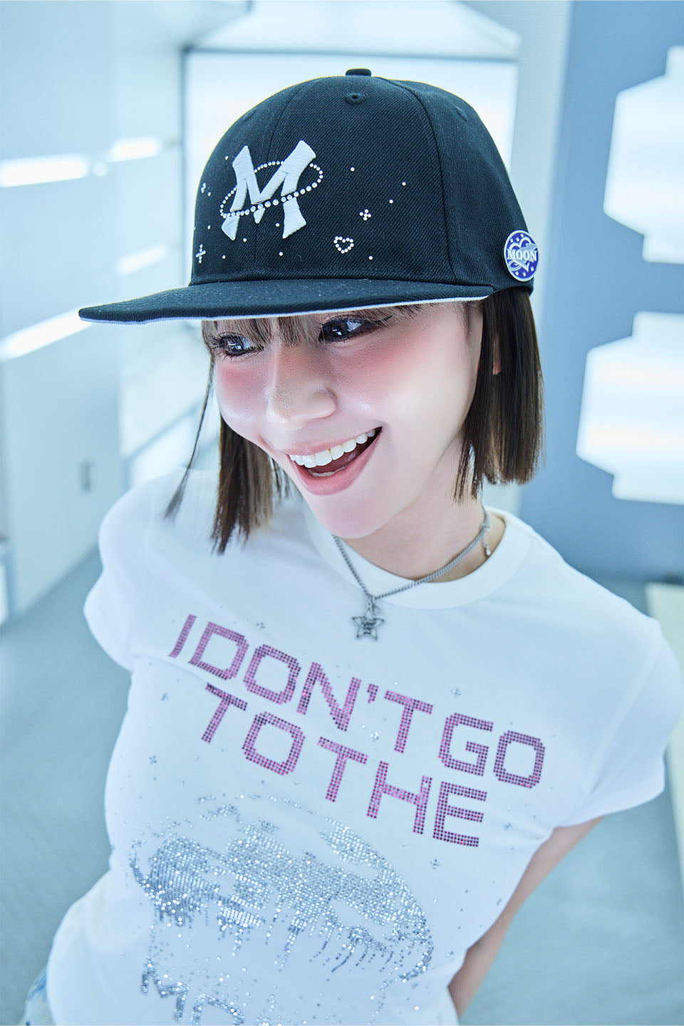 【I don't go to the moon】Moon Rhinestone Baseball Cap