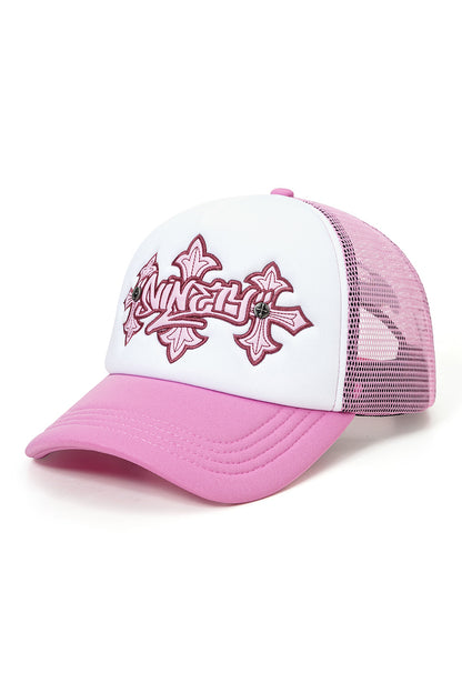 9090 X Supplier Cross Leather Patch Mesh Cap