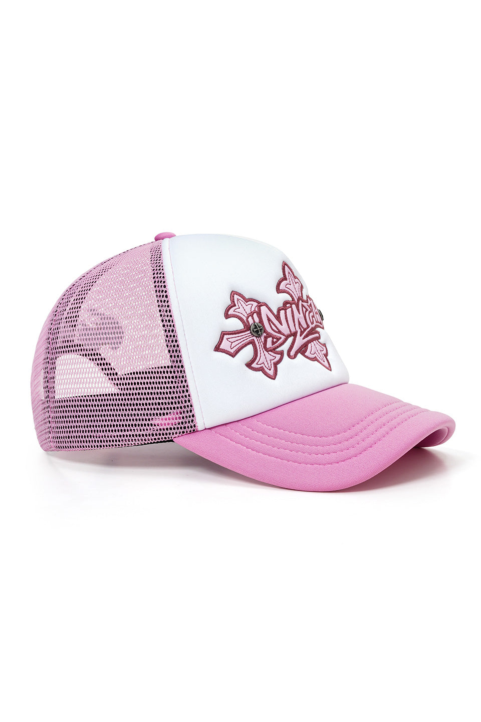 9090 X Supplier Cross Leather Patch Mesh Cap