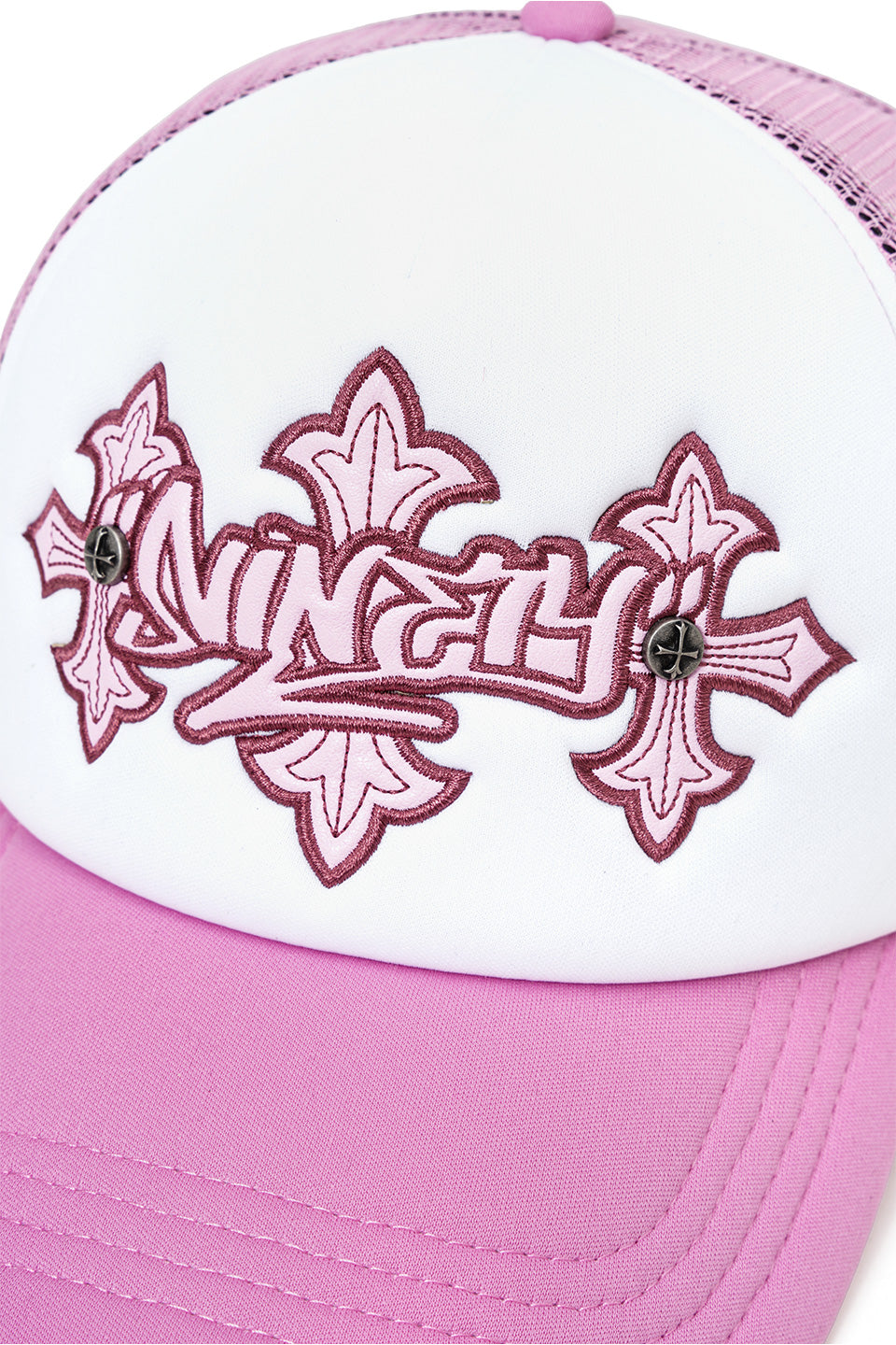 9090 X Supplier Cross Leather Patch Mesh Cap