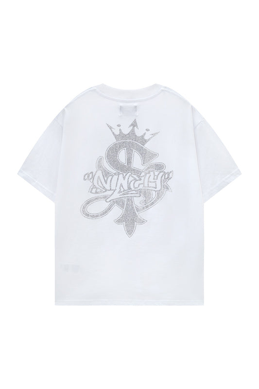 9090 X Supplier Crown Cross Rhinestone Tee