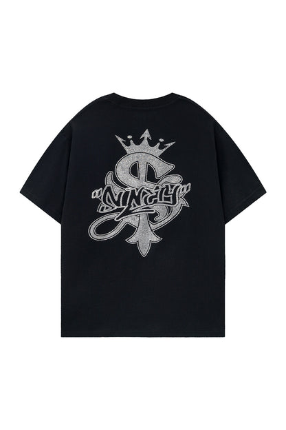 9090 X Supplier Crown Cross Rhinestone Tee