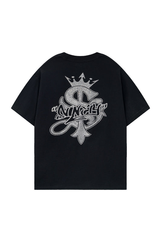 9090 X Supplier Crown Cross Rhinestone Tee