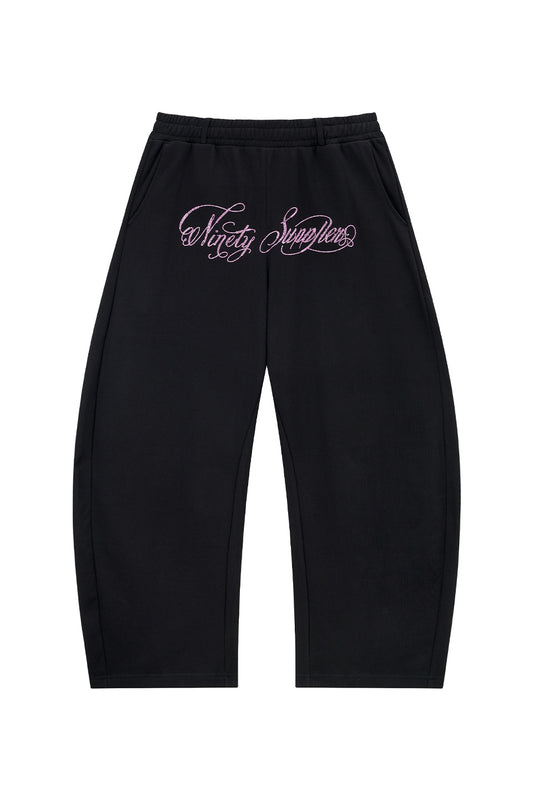 9090 X Supplier Rhinestone Logo Curve Sweat Pants