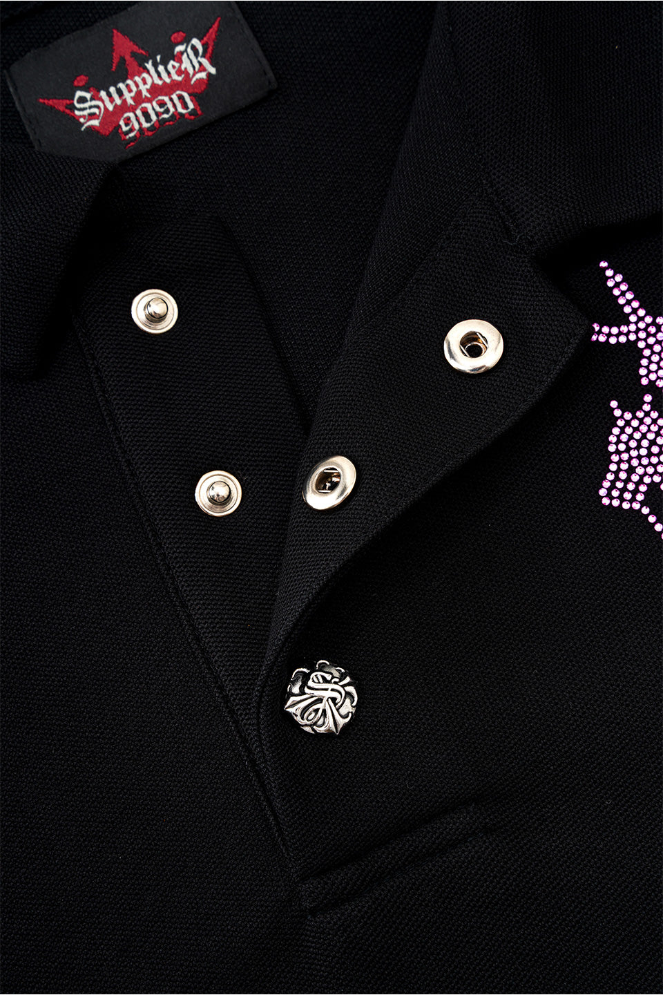 9090 X Supplier Rhinestone Logo Polo Shirt