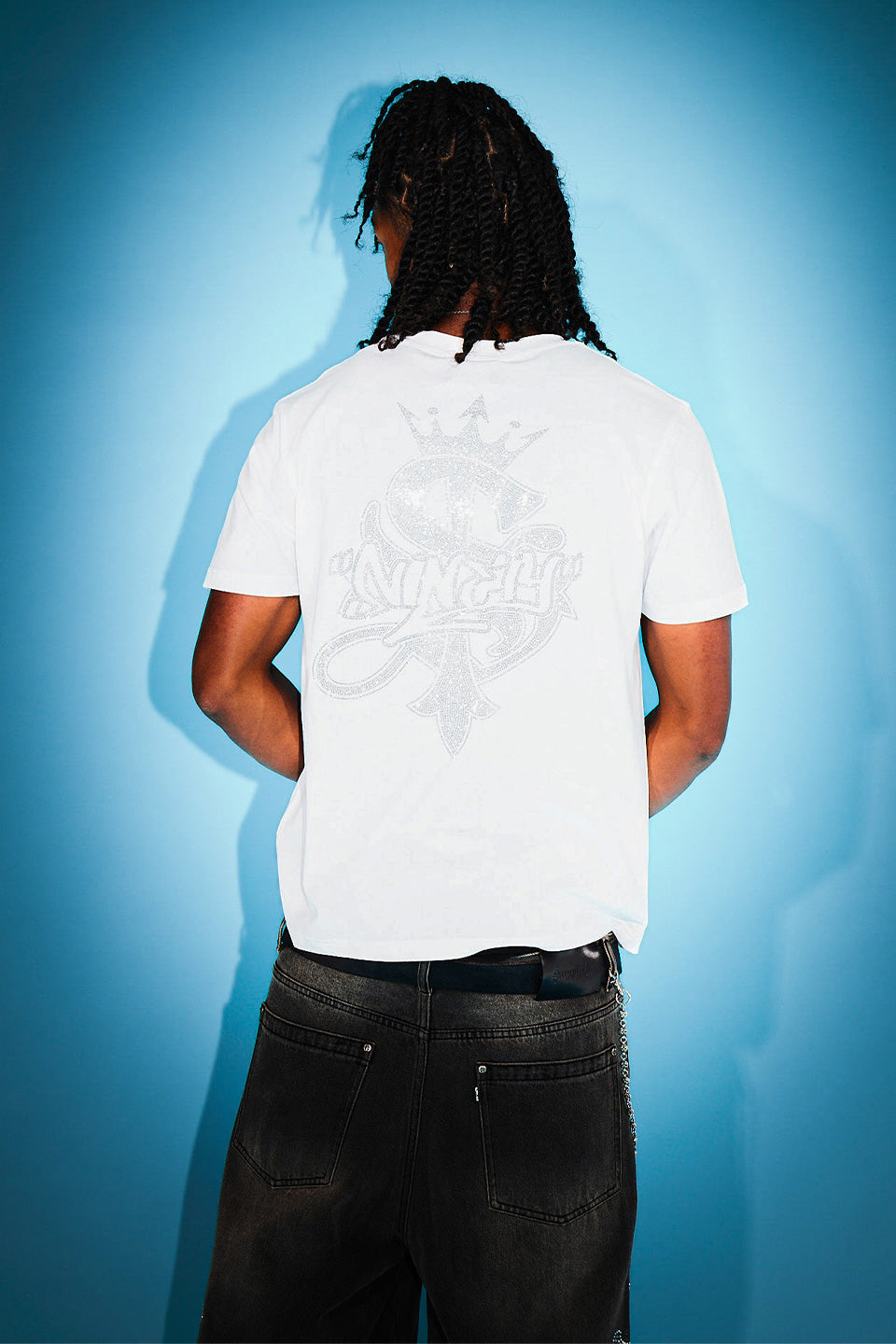 9090 X Supplier Crown Cross Rhinestone Tee