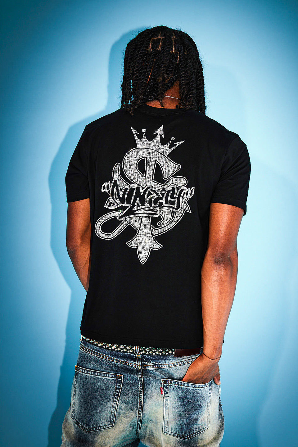 9090 X Supplier Crown Cross Rhinestone Tee