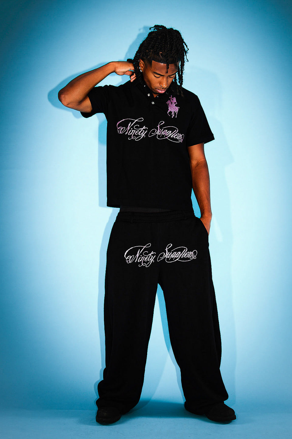 9090 X Supplier Rhinestone Logo Polo Shirt