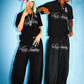9090 X Supplier Rhinestone Logo Curve Sweat Pants