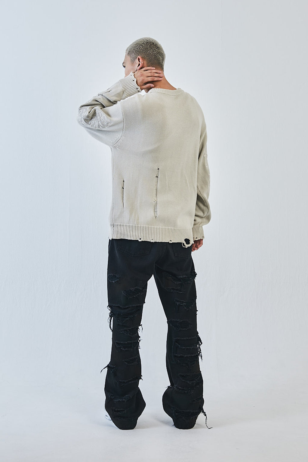 Back Distressed Denim Pants