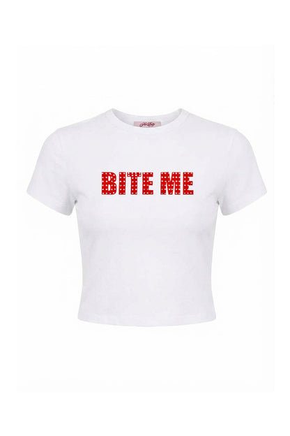 【先行予約販売】Bite Me Rhinestone Cropped Tee Women's【4月下旬お届け】