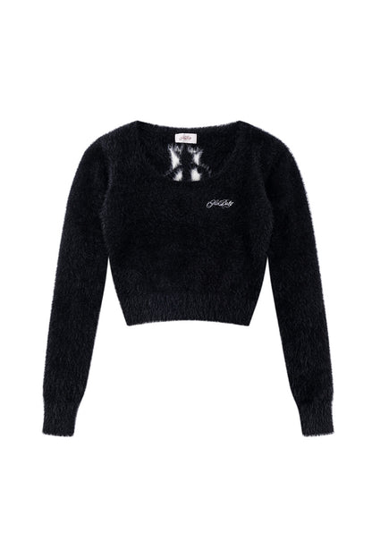 Baby Cross Cropped Mohair Knit Women'S