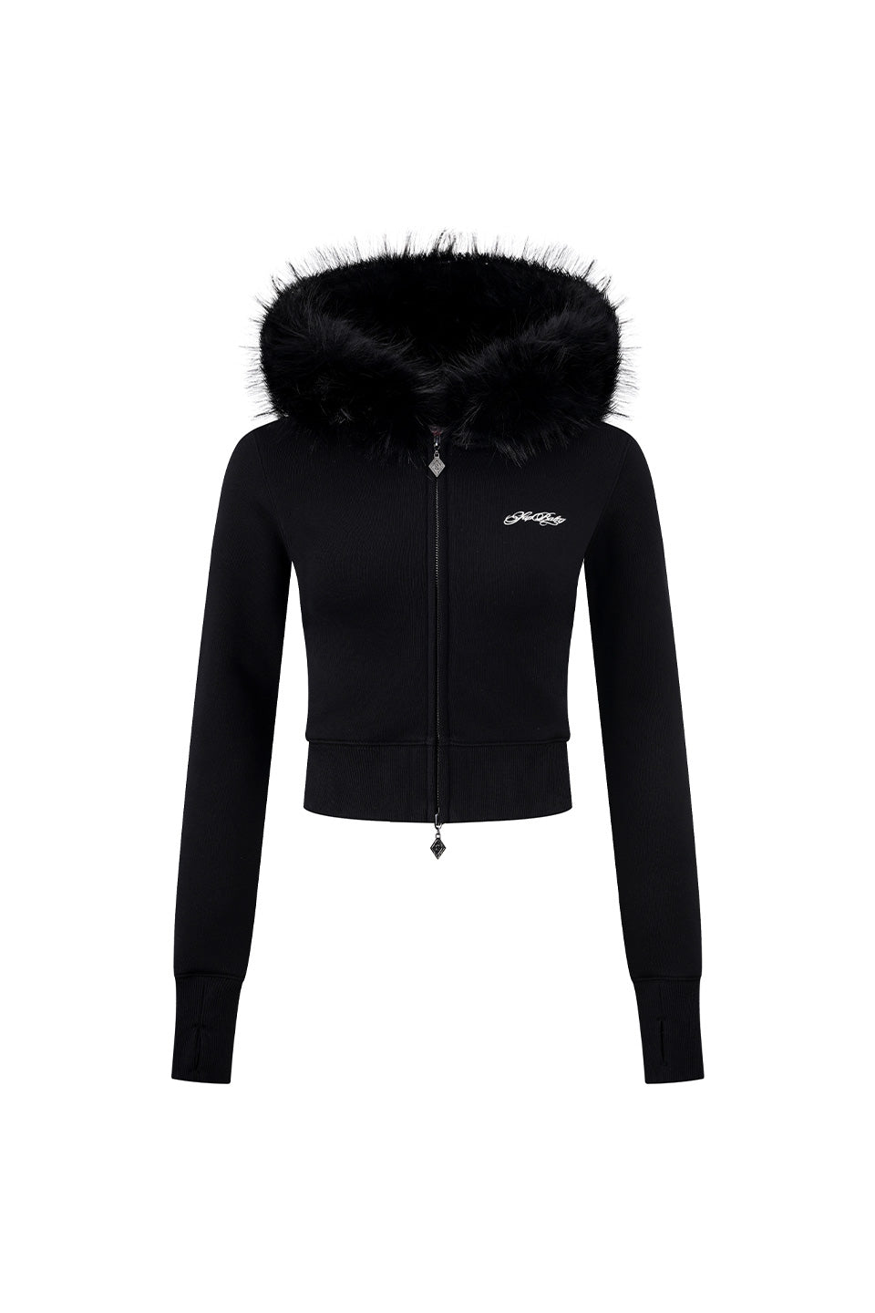Baby Cross Fur Zip Hoodie - Cropped Fit Women'S