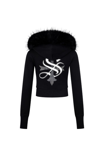 Baby Cross Fur Zip Hoodie - Cropped Fit Women'S
